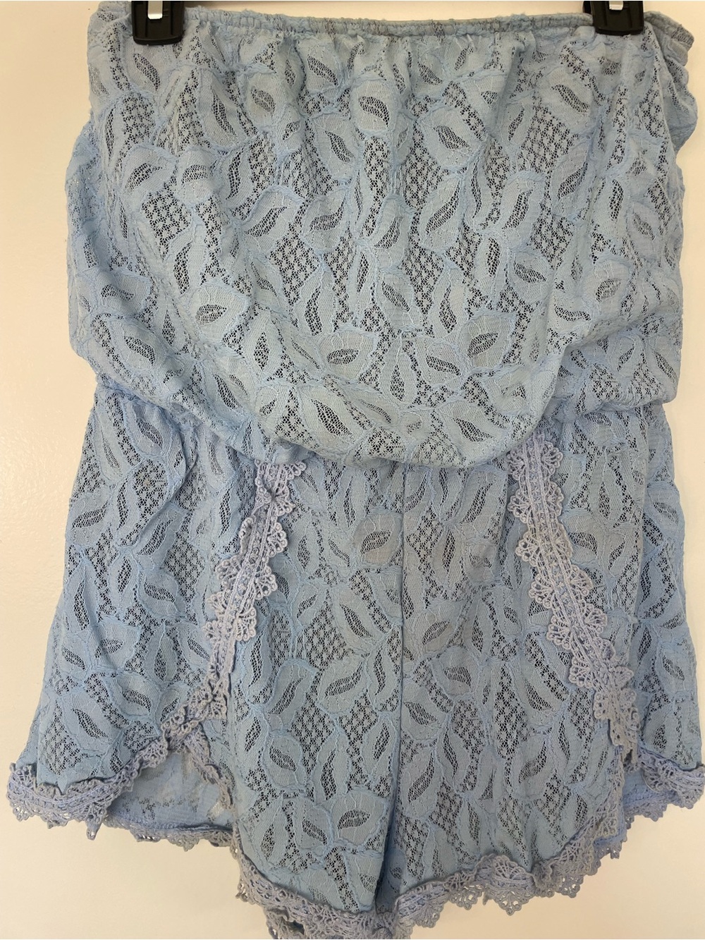 Free People Light Blue Lace Strapless Romper